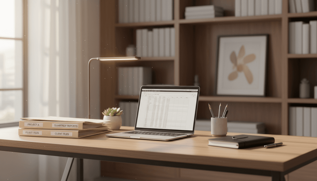 Organized documents on a professional office desk