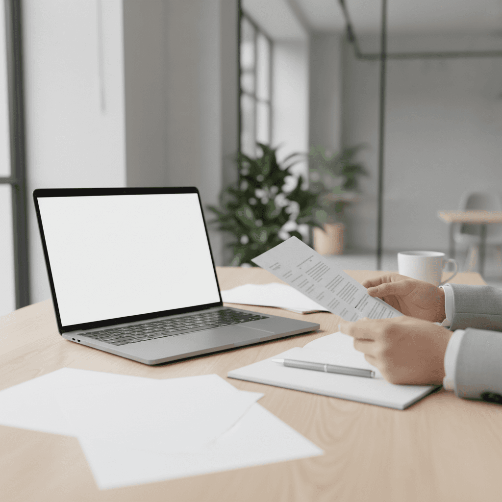 Professional office workspace with documents