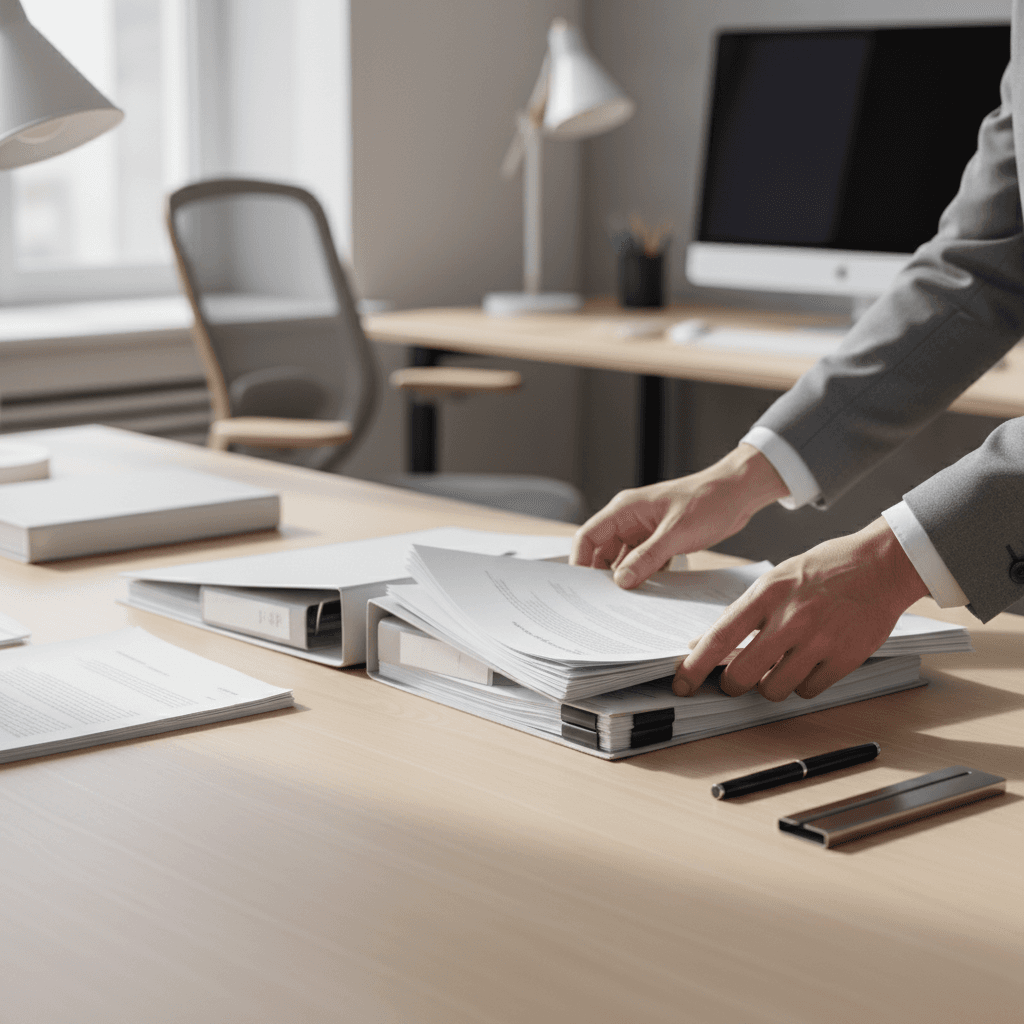Calm professional office with organized documents