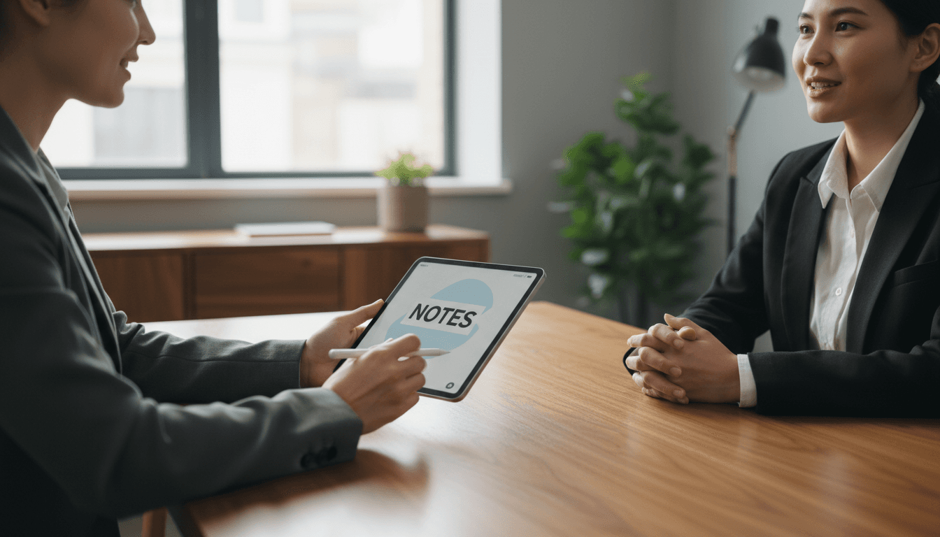 Professional consultation meeting at a welcoming office desk