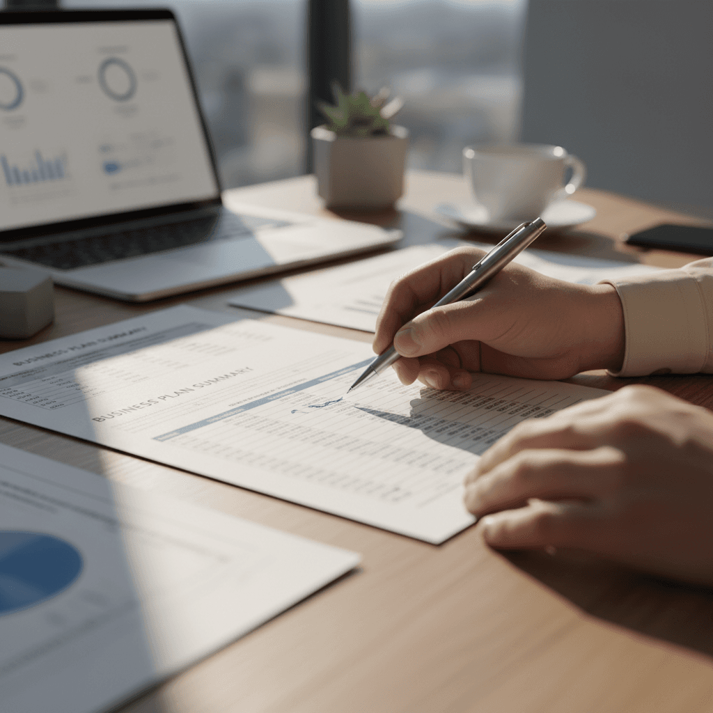 Professional advisor reviewing documents with a client at an office desk